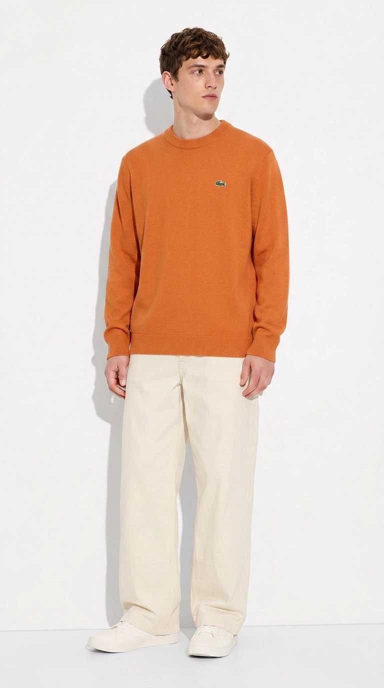 Orange Lacoste Cotton Crewneck Sweater - photo 5