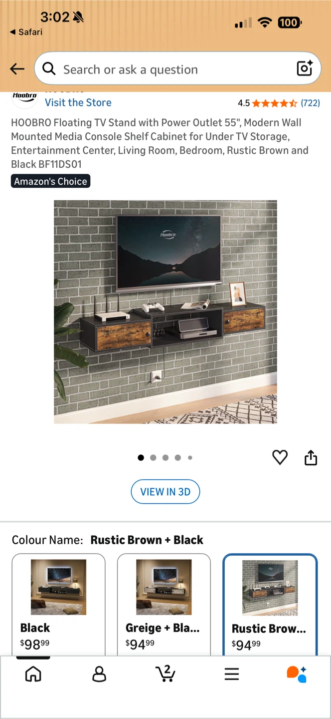 HOOBRO Floating TV Stand with Power Outlet