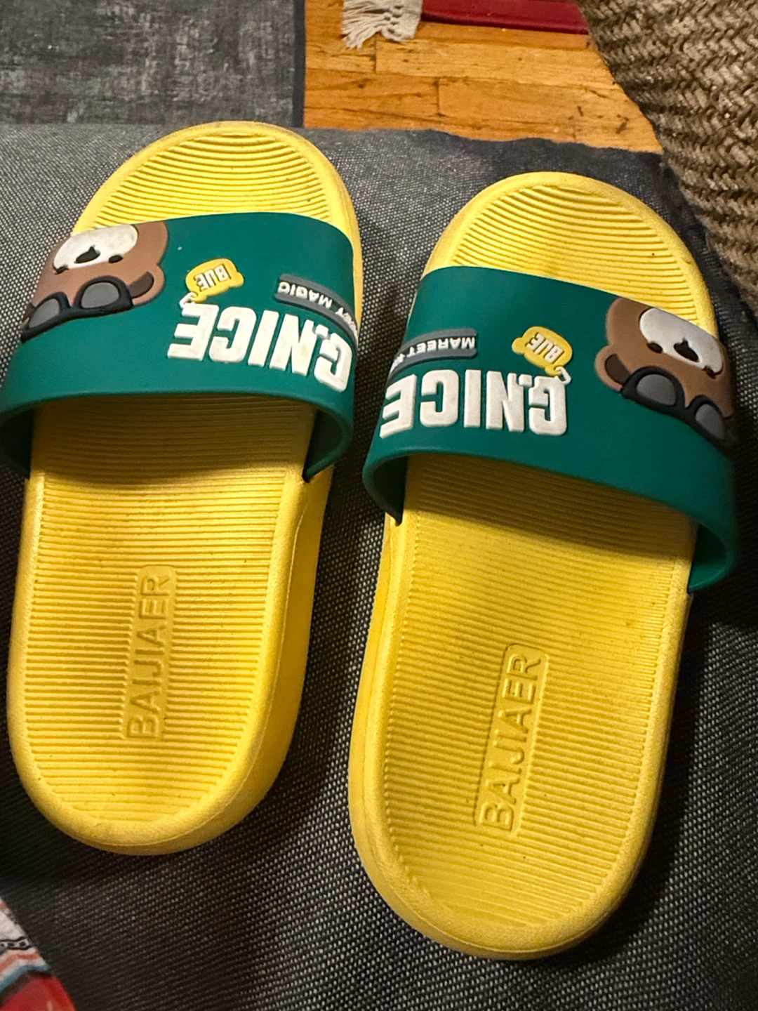 Kids' Yellow Slides with Bear Design - photo 2