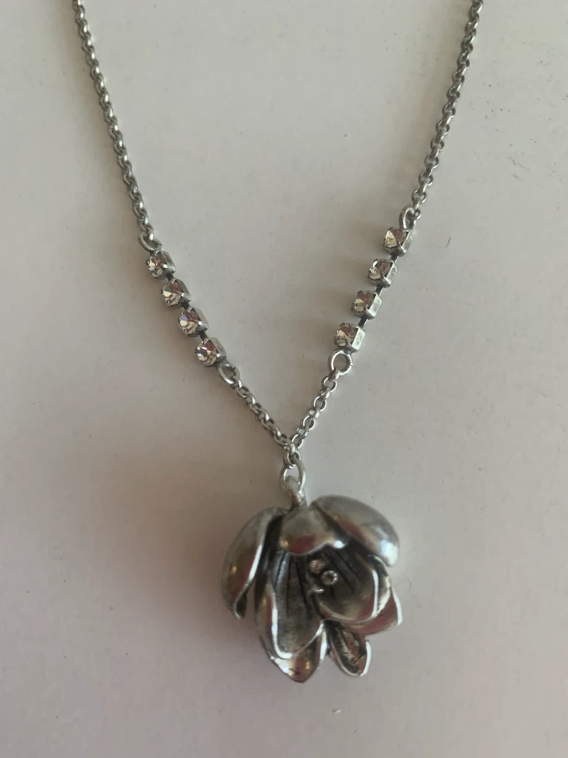 Fossil Silver Flower Pendant Necklace