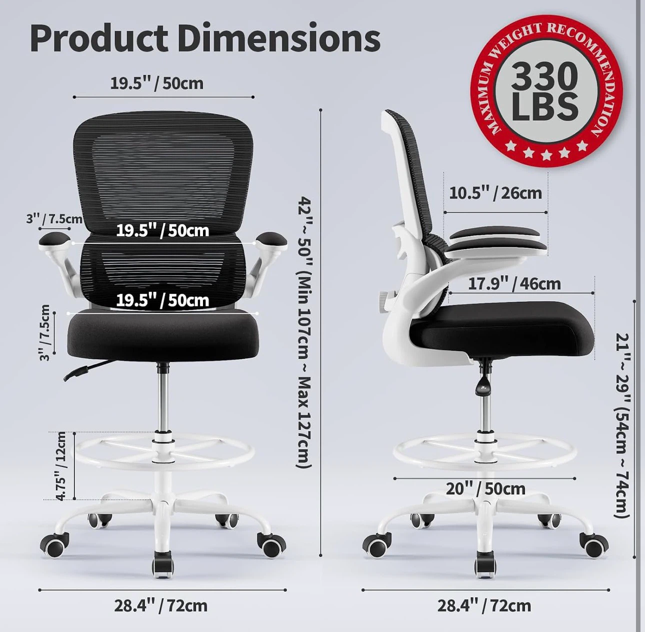 (New, unassembled) Tall drafting chair