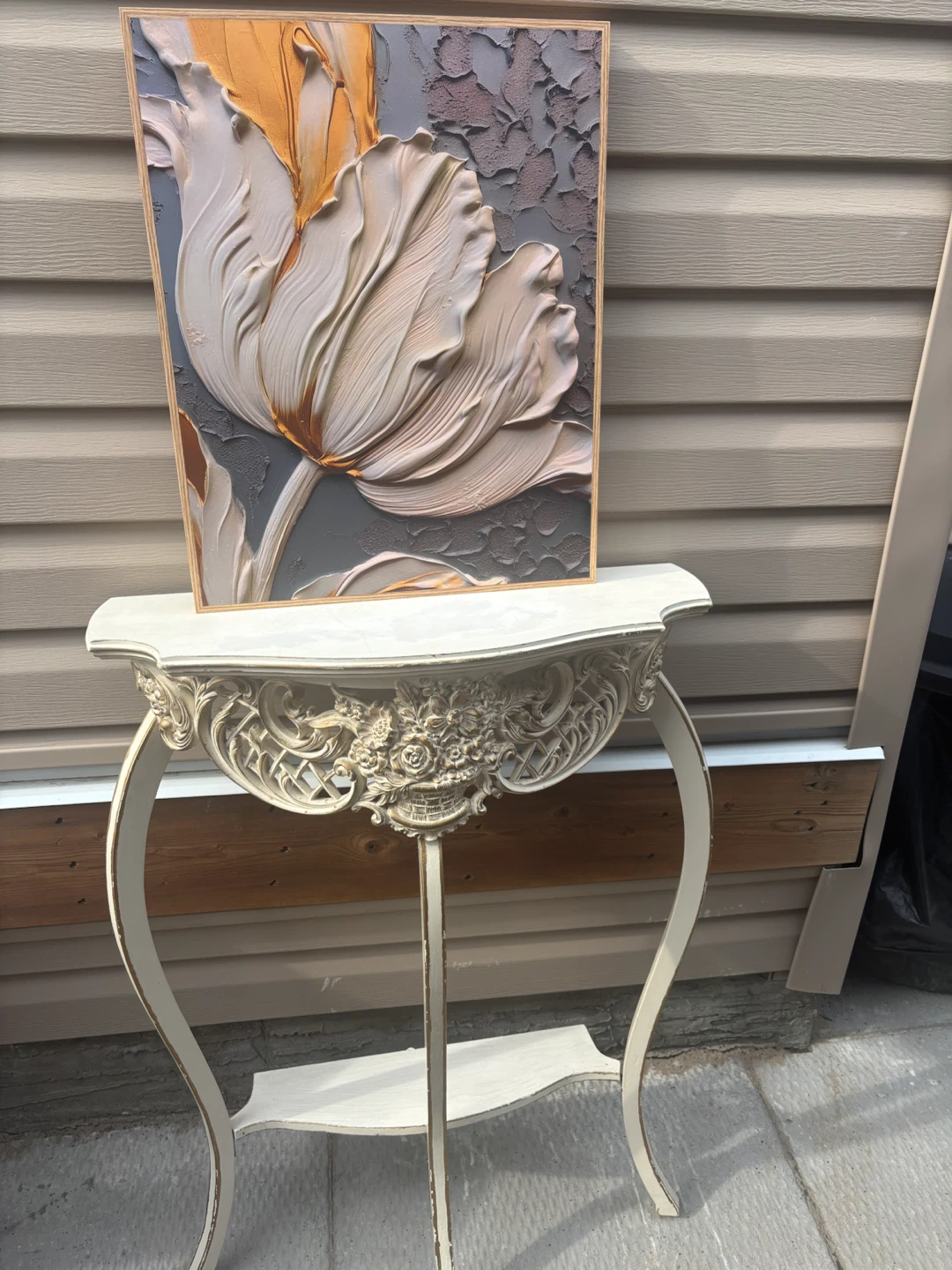 Textured Floral Wall Art with Console Table