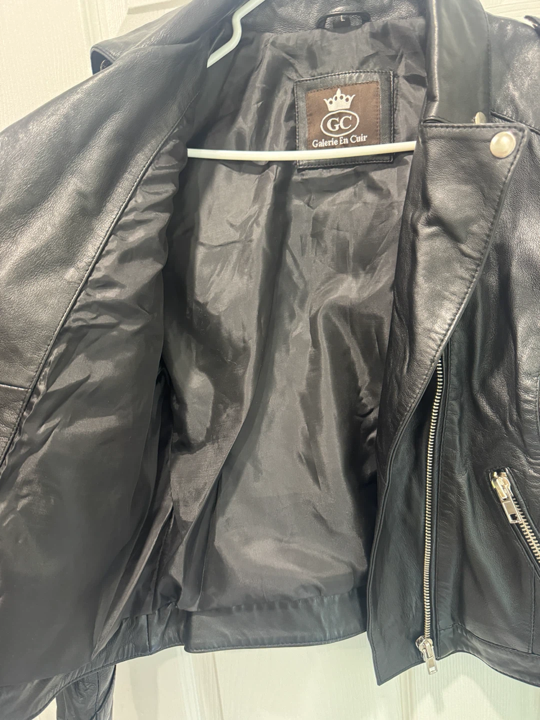 Women’s Genuine Leather Moto Jacket – Size Large - photo 2