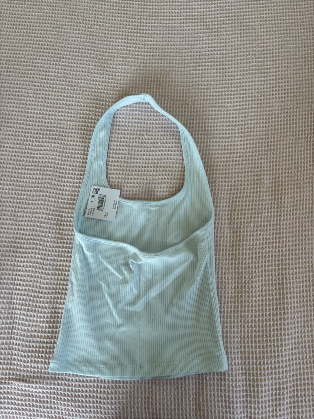 American Light Blue Ribbed Halter Top - photo 2