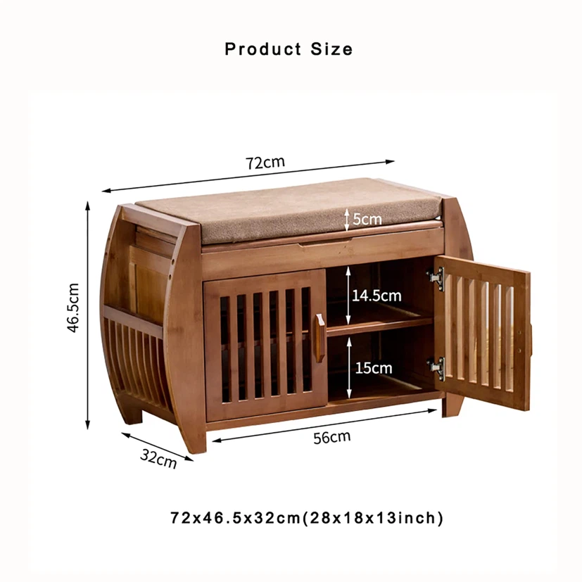Shoe Storage Bench Rustic with Magazine Holder Organizer