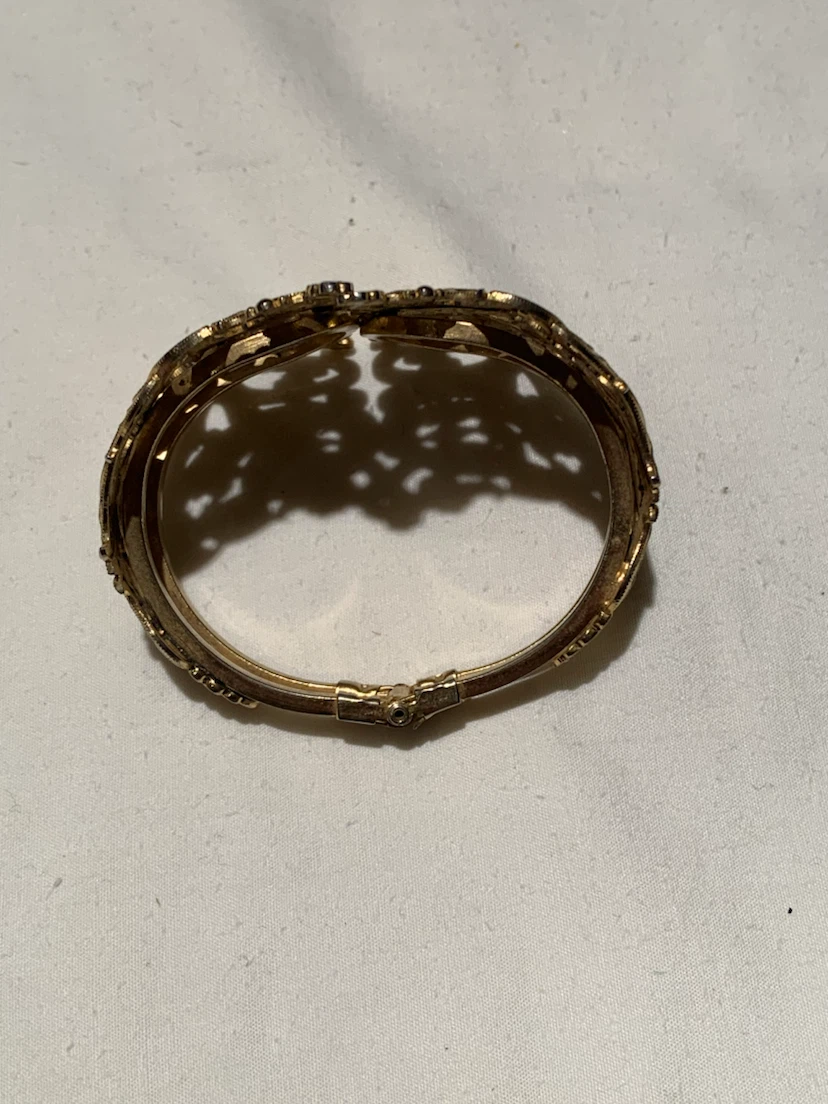Ornate Gold-Tone Hinged Cuff Bracelet - photo 2