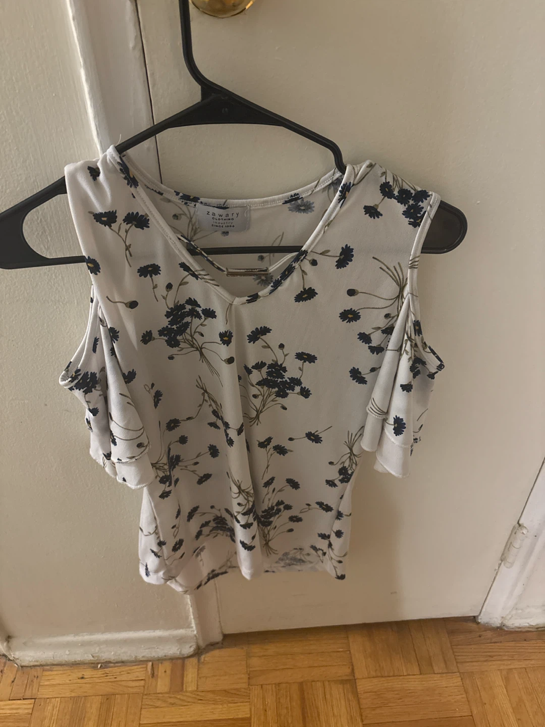 White Cold Shoulder Floral Blouse