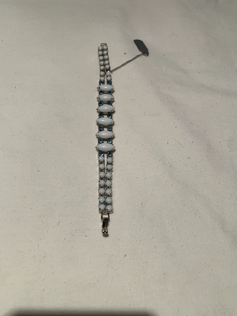 Double Row White and Blue Stone Bracelet - photo 3