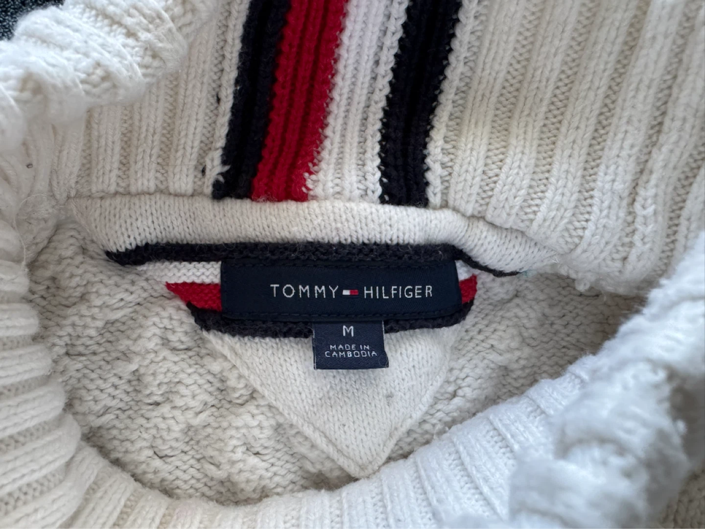 Tommy Hilfiger White Cable Knit Turtleneck Sweater - Size M - photo 3