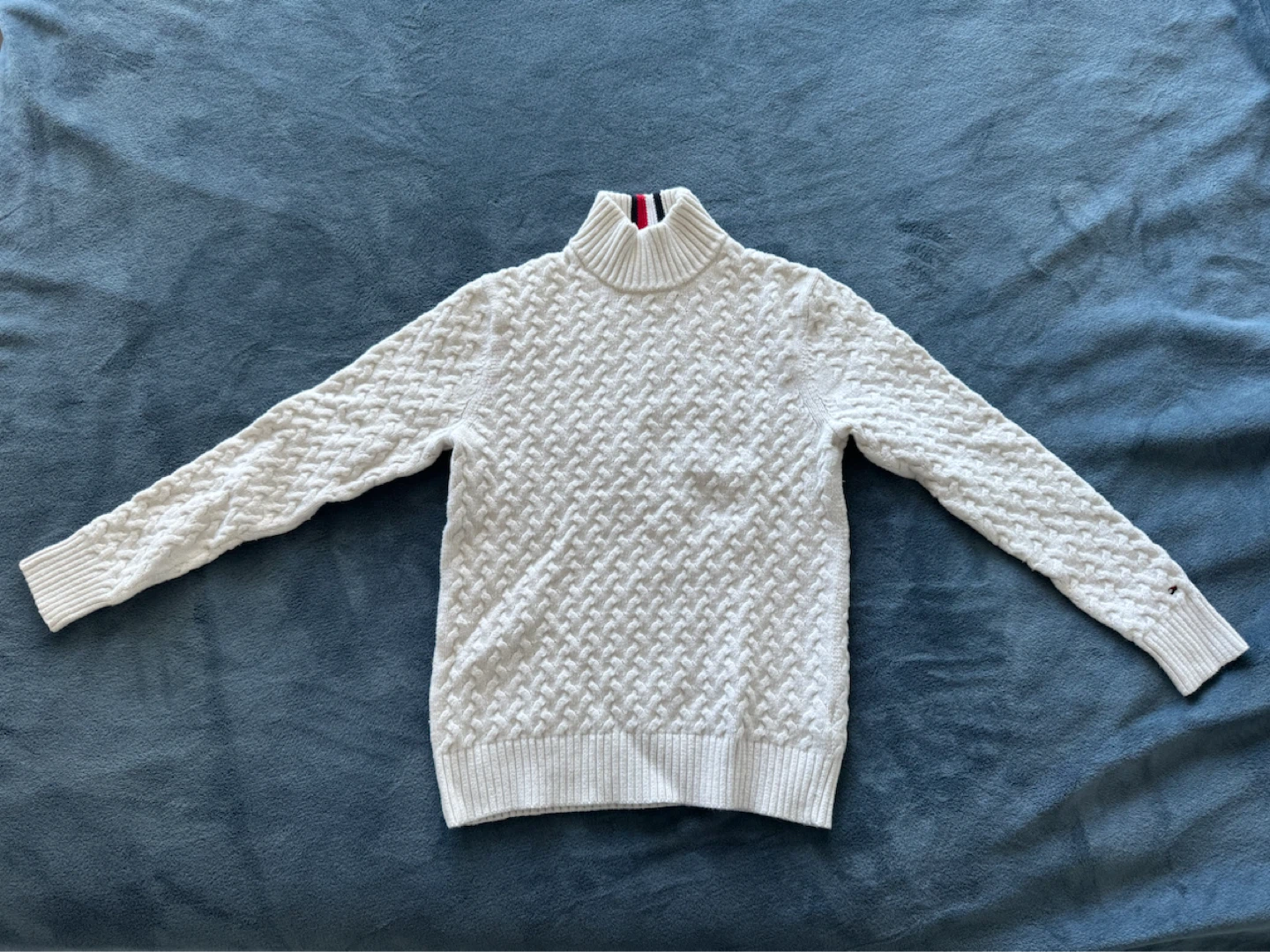 Tommy Hilfiger White Cable Knit Turtleneck Sweater - Size M