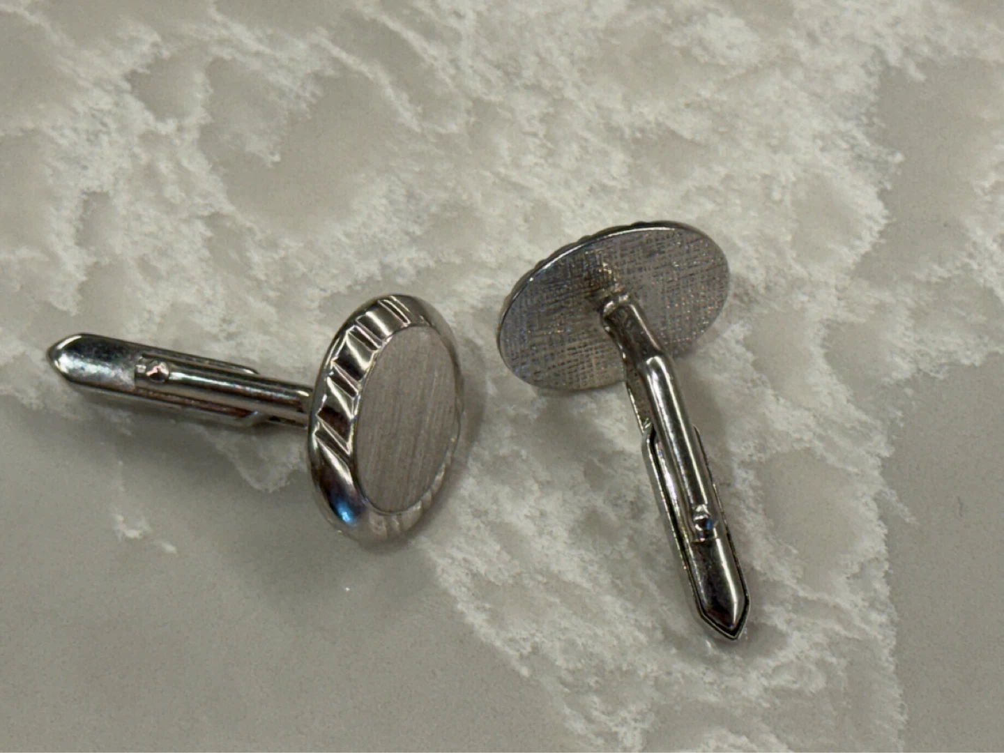 Oval Silver-Tone Cufflinks