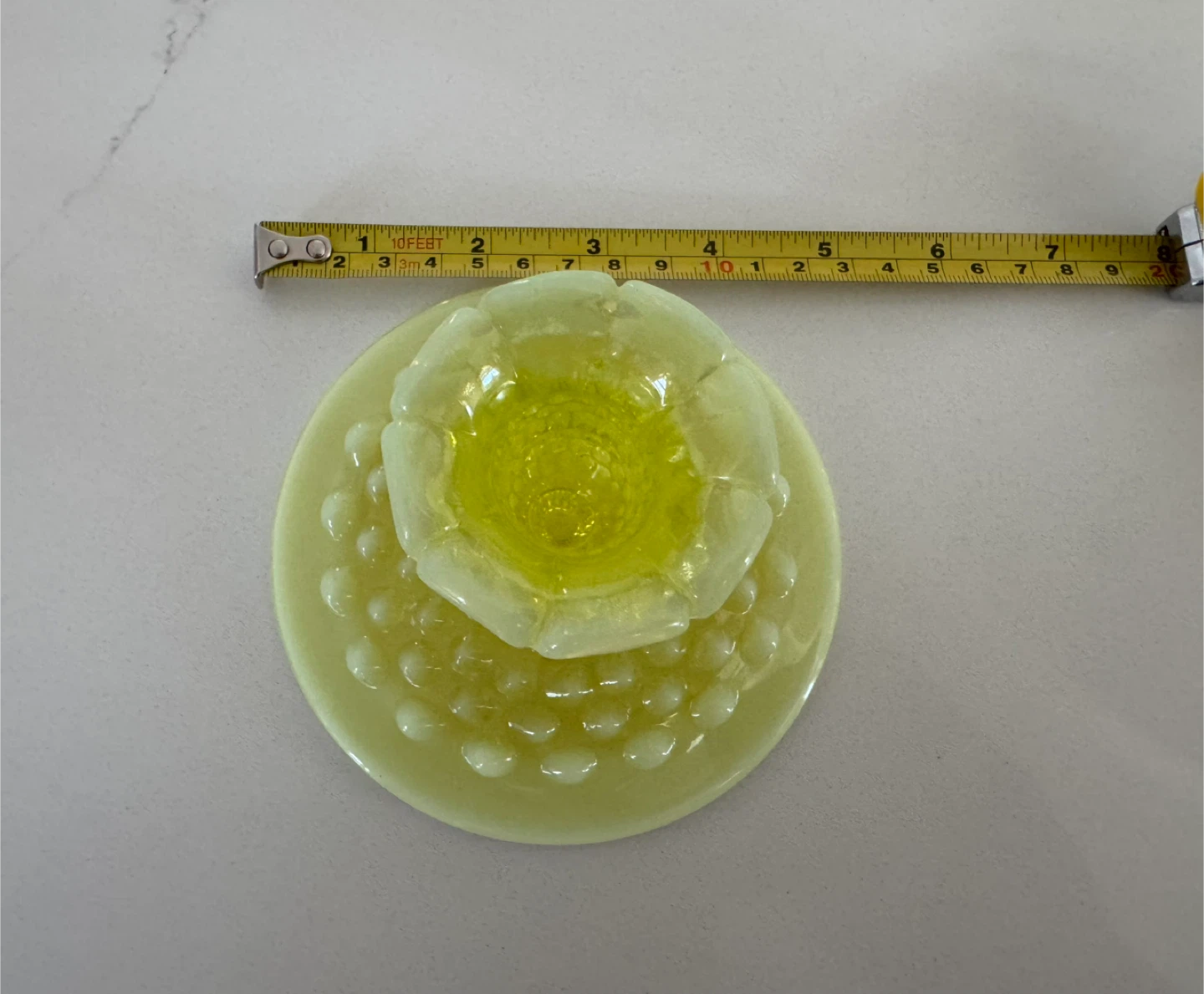 Vintage 1940 Fenton Hobnail Uranium Glass Candle Holder - photo 4
