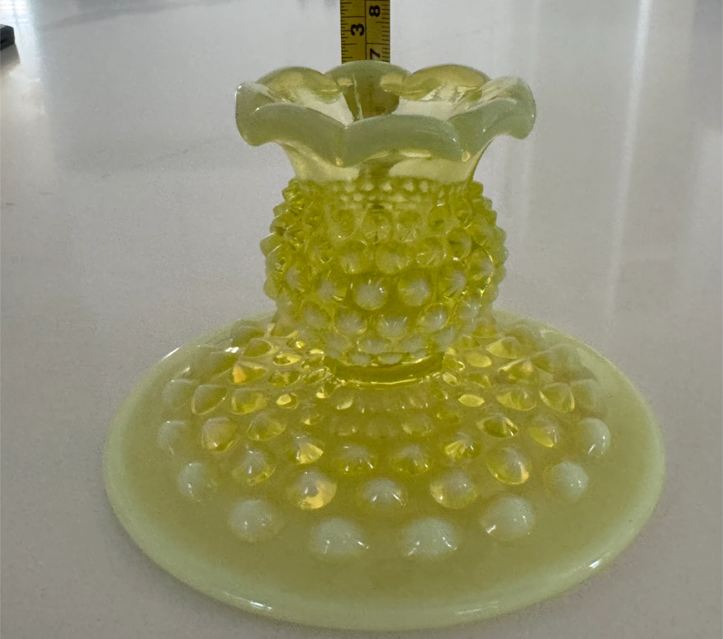 Vintage 1940 Fenton Hobnail Uranium Glass Candle Holder