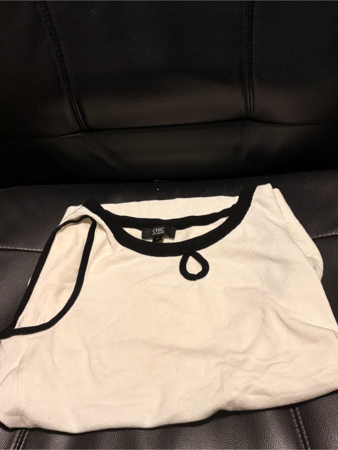 CHIC COLLECTION Women's Cream & Black Trim Tank Top Size Medium - photo 3