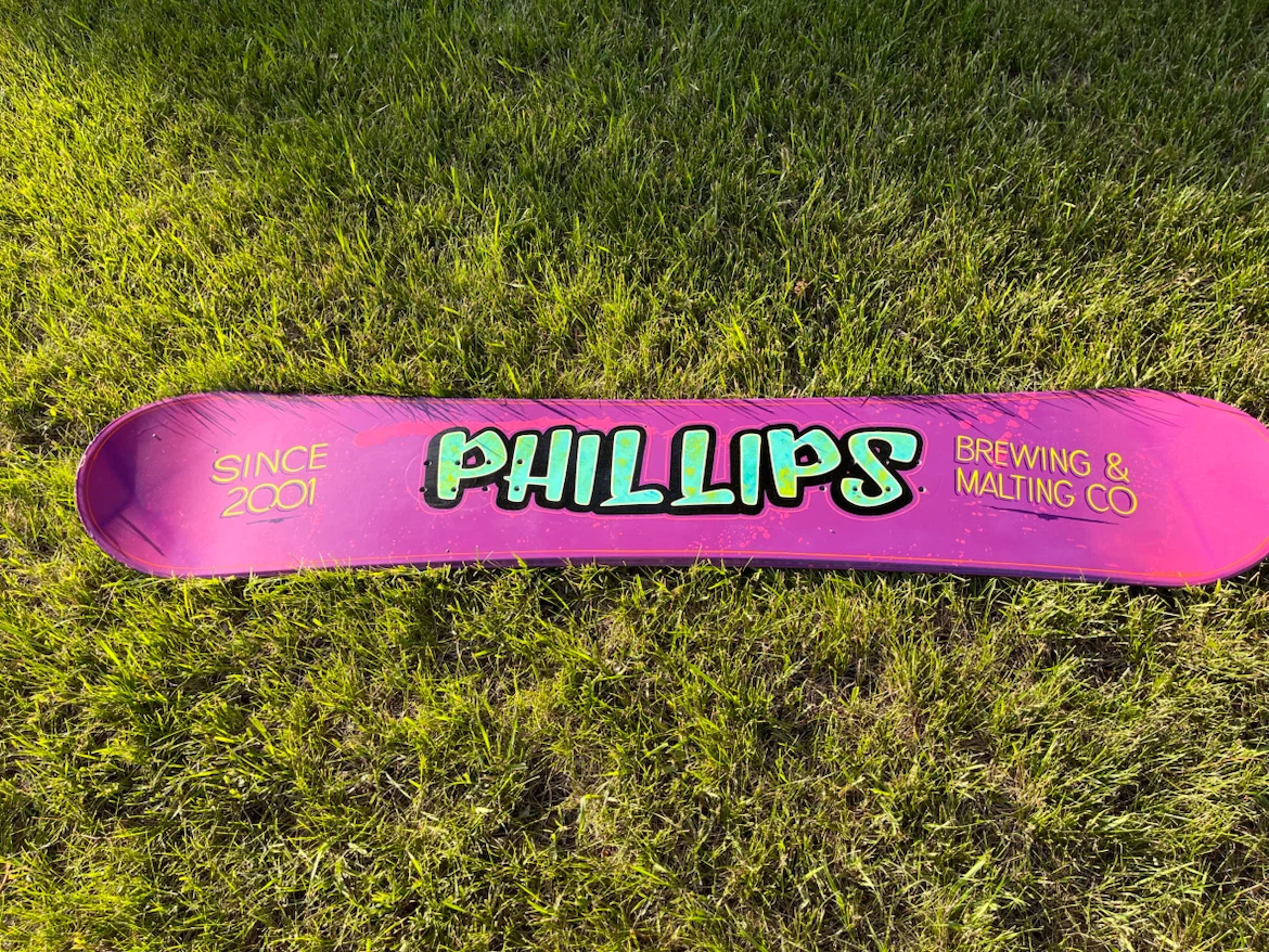 Phillips Brewing & Malting Co Snowboard Sign