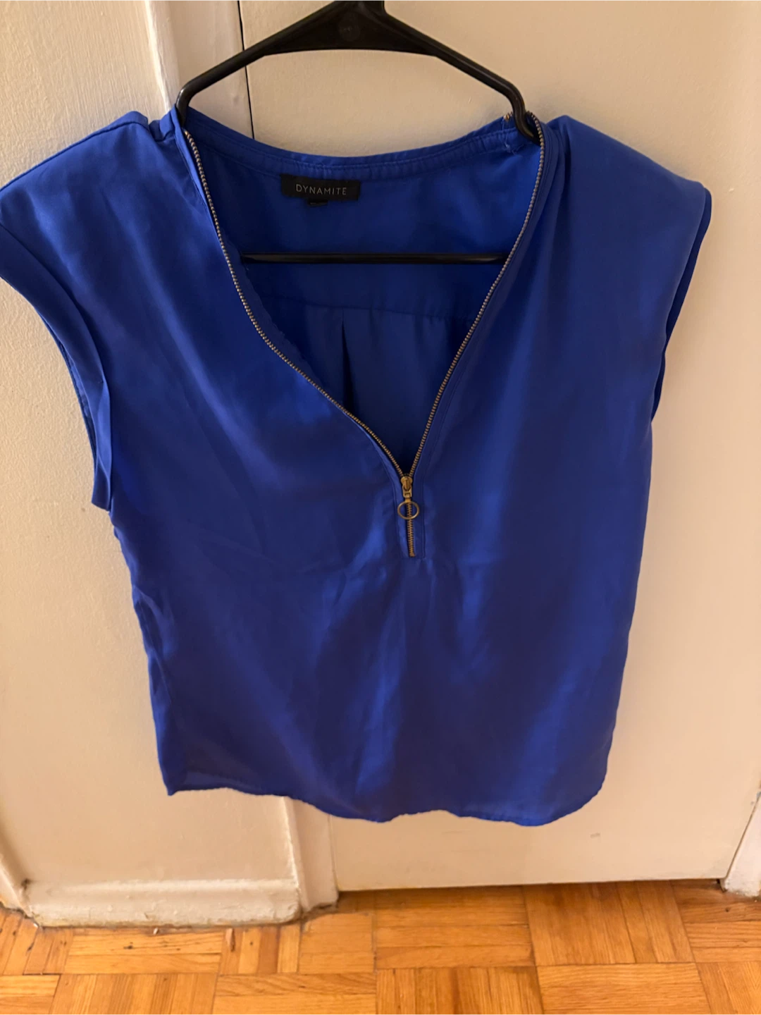 Dynamite Royal Blue Zip Front Blouse