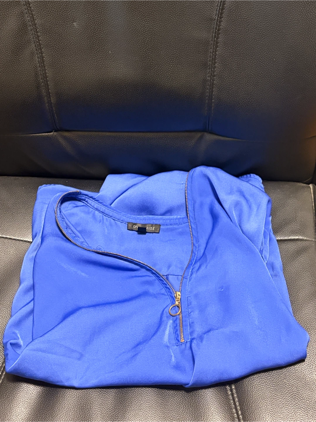 Dynamite Royal Blue Zip Front Blouse - photo 3
