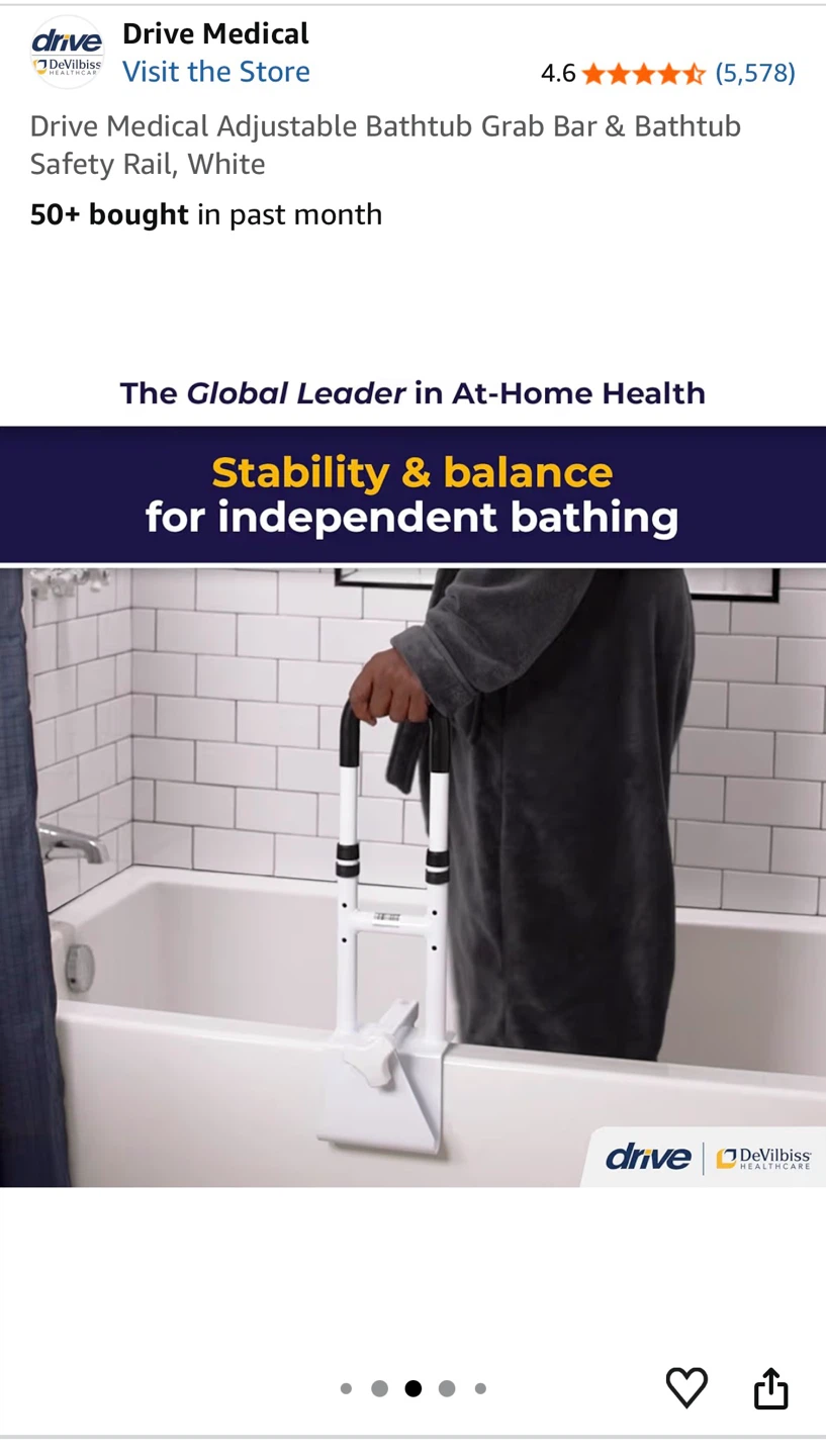 Drive Medical Adjustable Bathtub Grab Bar (Tub clamp) - photo 4