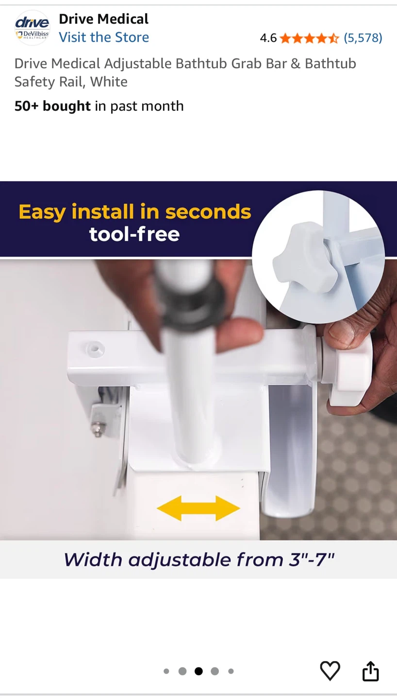 Drive Medical Adjustable Bathtub Grab Bar (Tub clamp) - photo 5