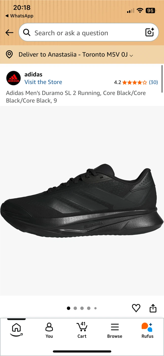 Adidas Men's Duramo SL 2 Running Shoes Black Size 9 - photo 3
