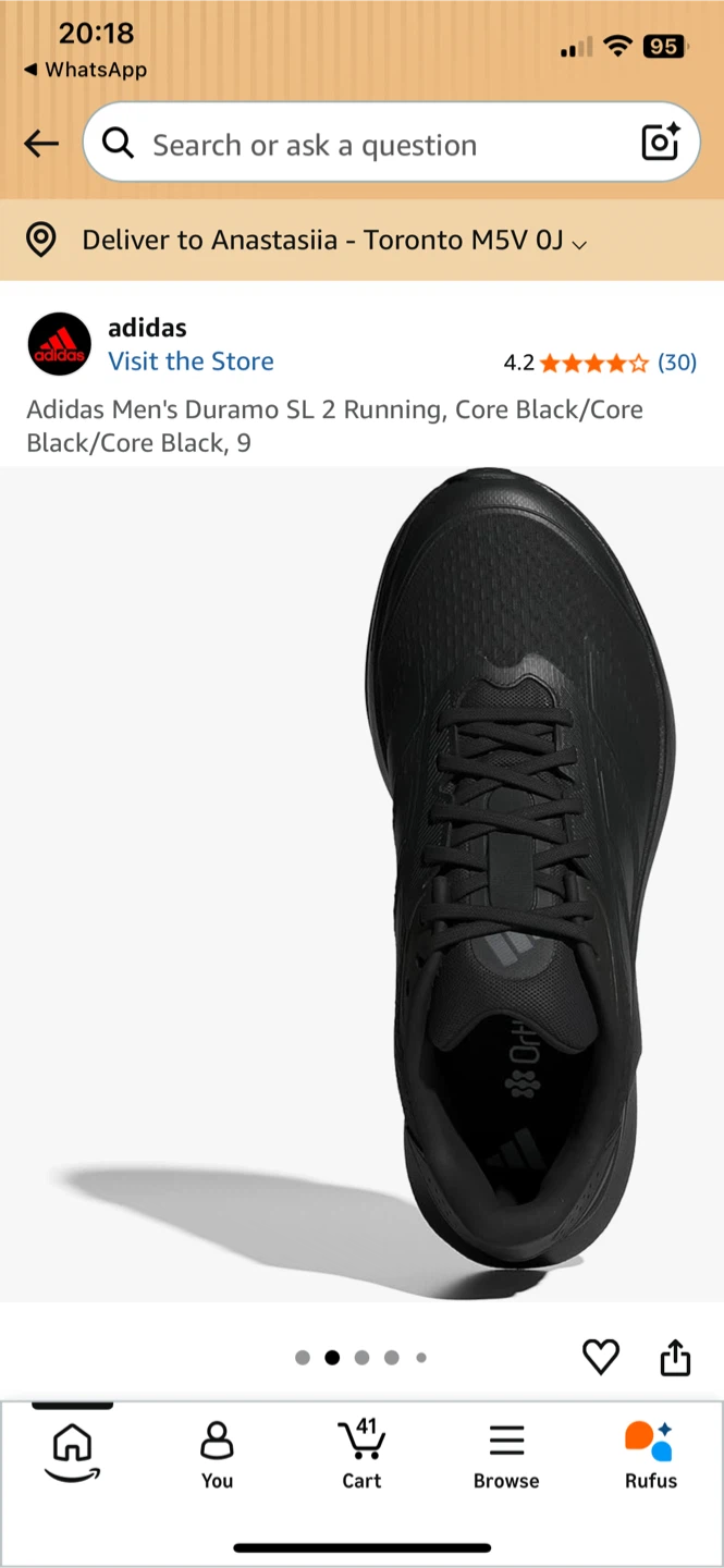 Adidas Men's Duramo SL 2 Running Shoes Black Size 9 - photo 4
