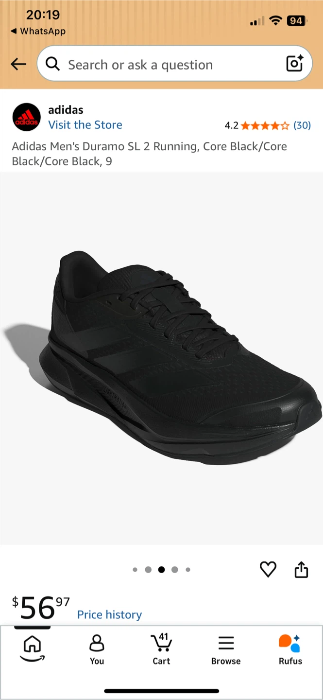Adidas Men's Duramo SL 2 Running Shoes Black Size 9 - photo 5