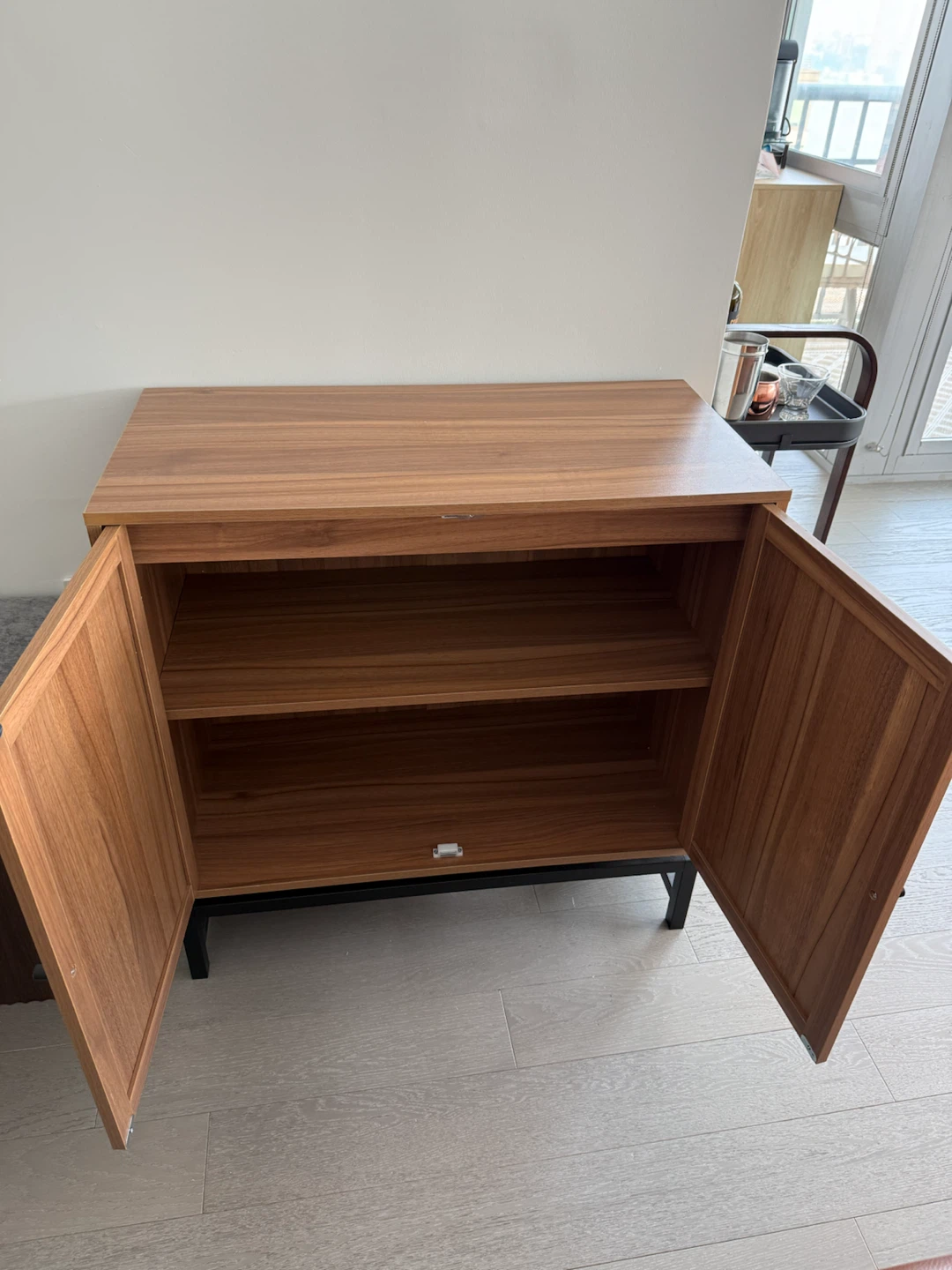 Wooden Cabinet with Cane Doors