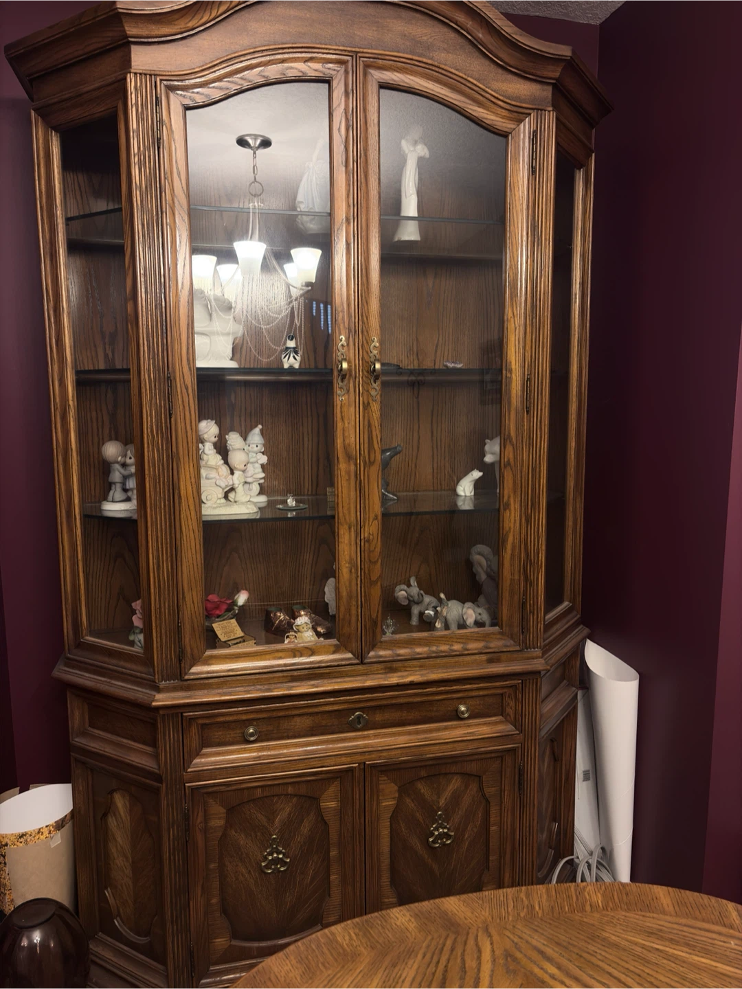 Wooden Dining Table with Chairs and Hutch