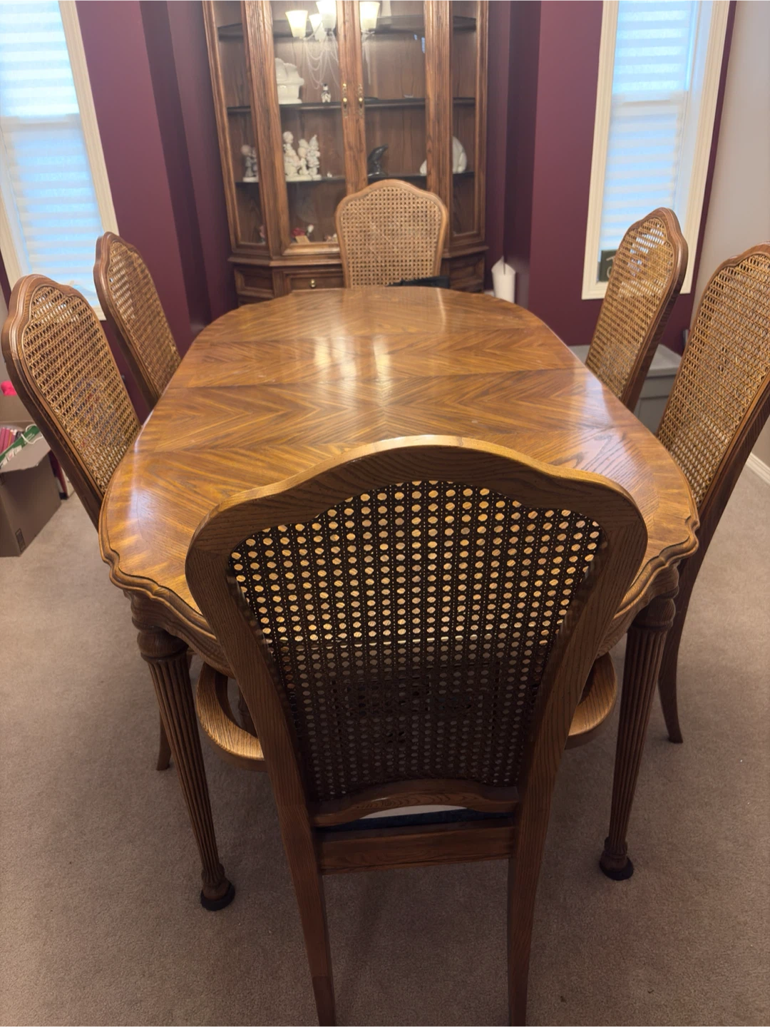 Wooden Dining Table with Chairs and Hutch - photo 2