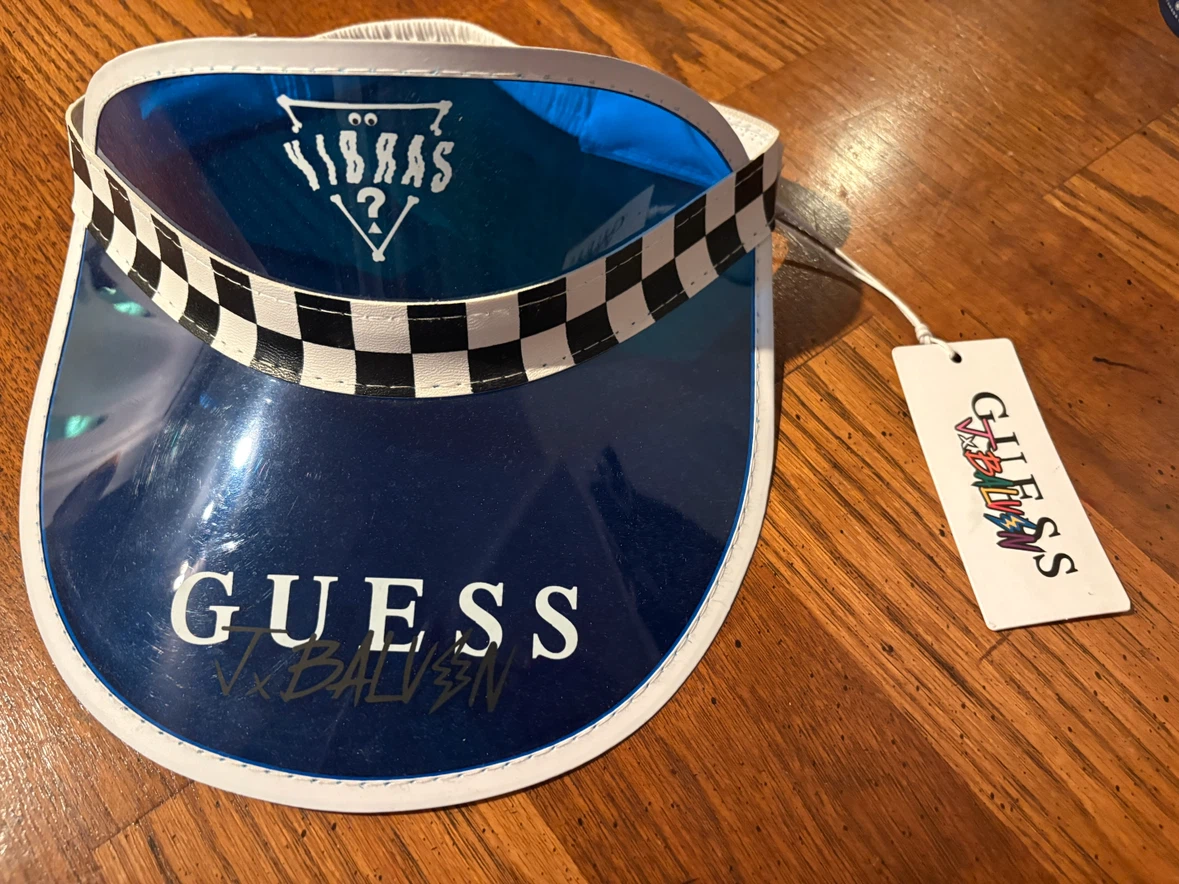Guess x J Balvin Blue Checkerboard Visor