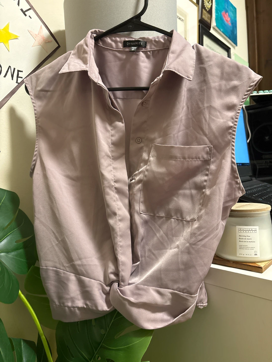 Dynamite Sleeveless Collared Shirt