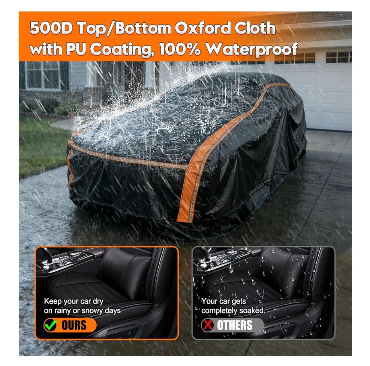 Waterproof Car Cover with Reflective Strips - NEW - photo 2