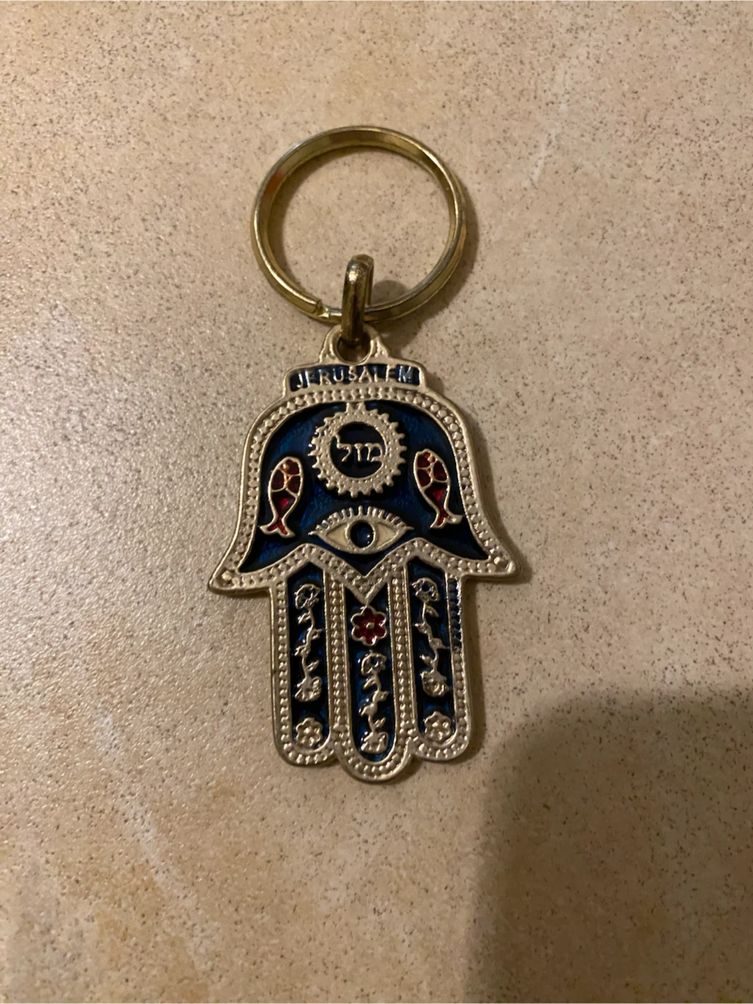 Jerusalem Hamsa Hand Keychain