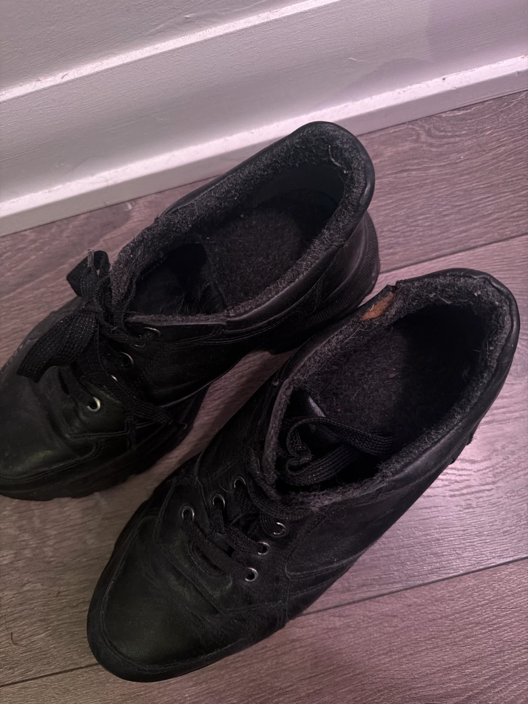 Chunky leather platform sneakers / boots - photo 2