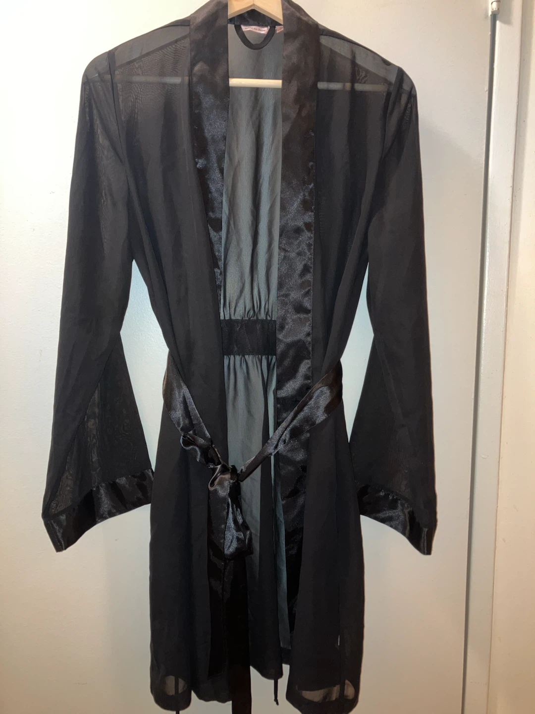 La Vie en Rose Black Sheer Robe XS/S