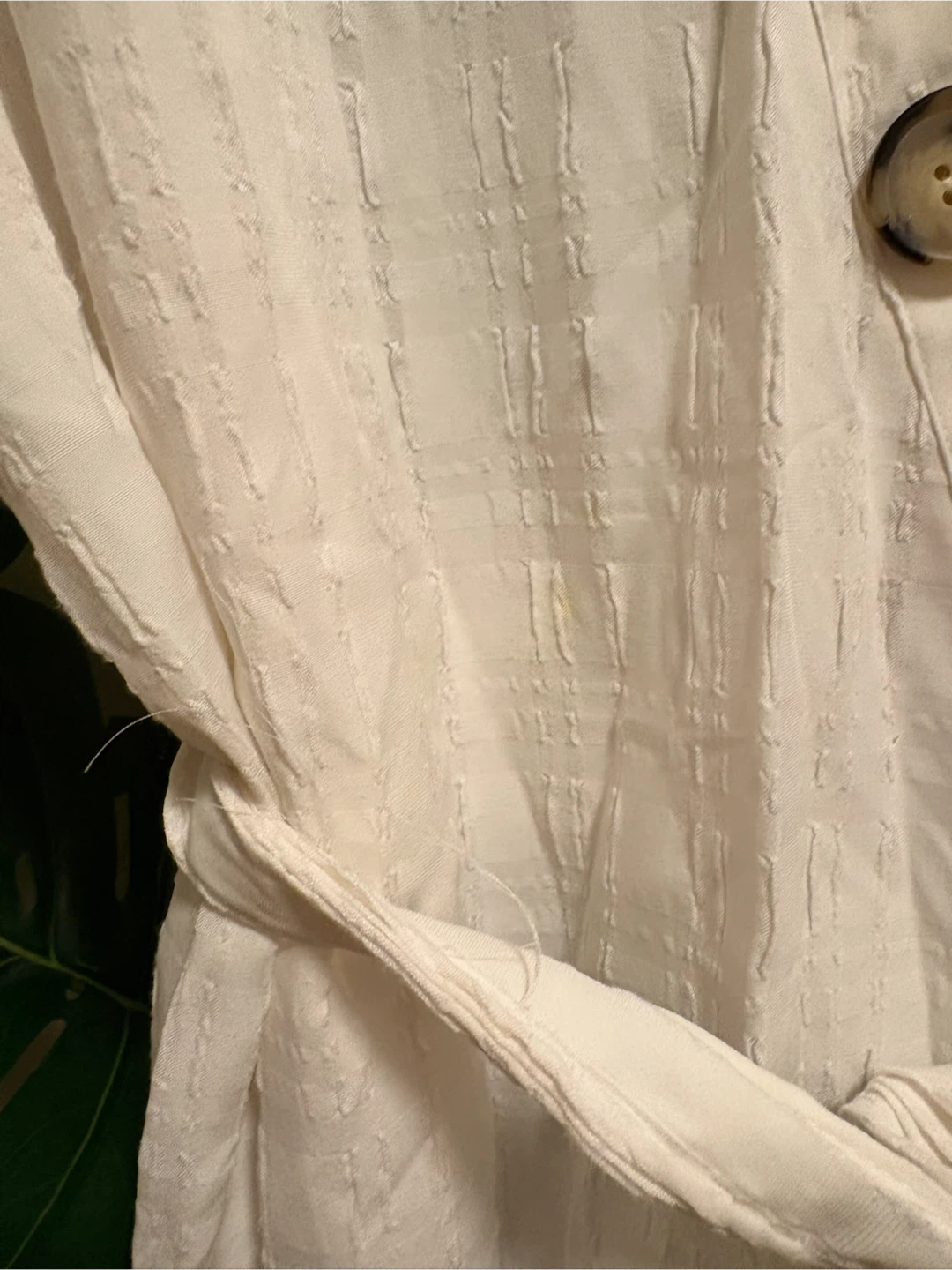 White Short Sleeve Button-Up Dress with Belt - photo 3