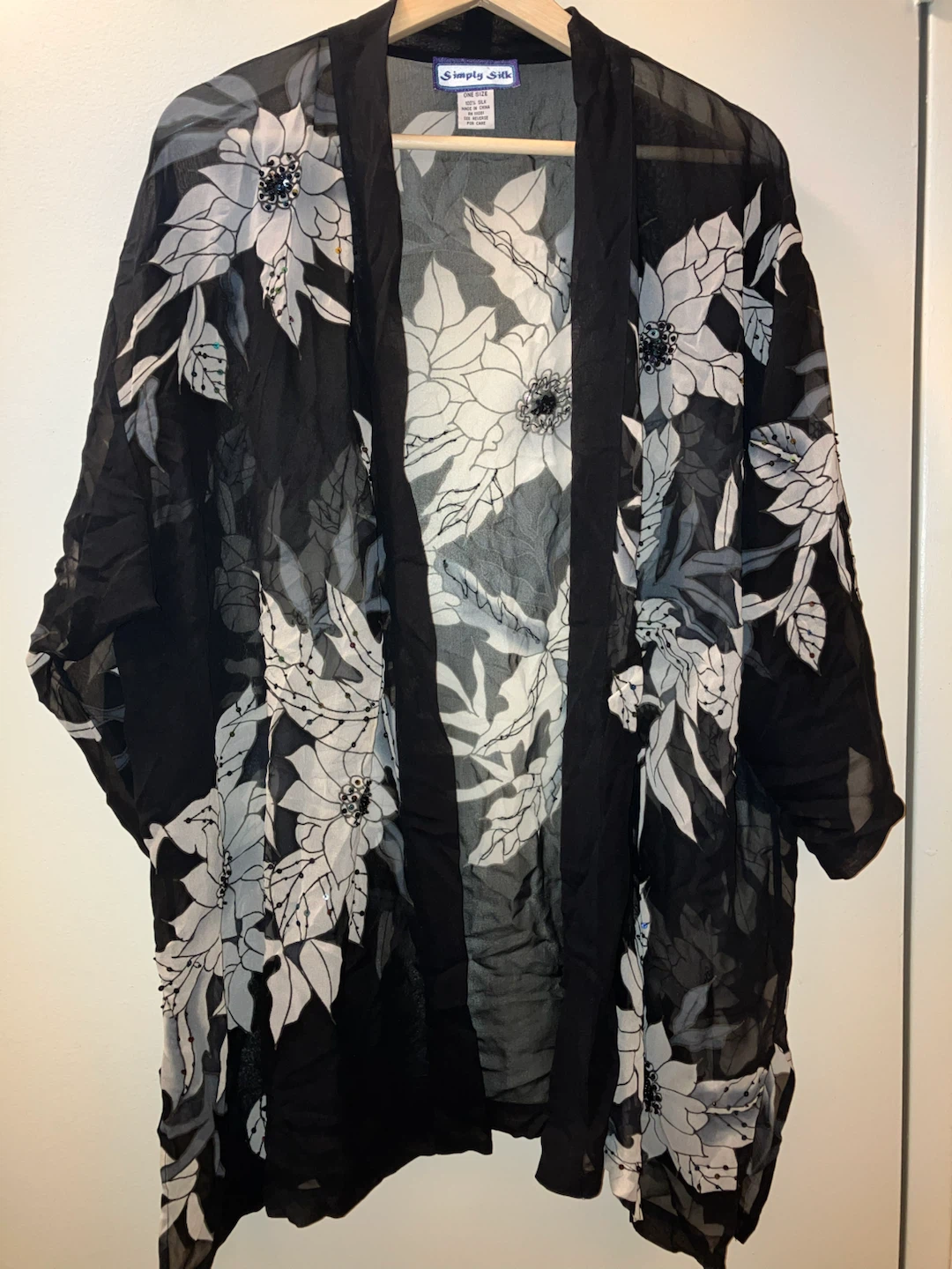 Simply Silk Women's One Size Kimono Cardigan