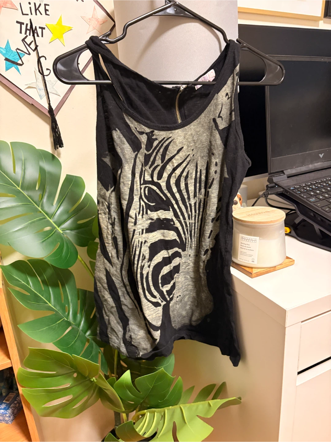 Black and Grey Zebra Print Tank Top