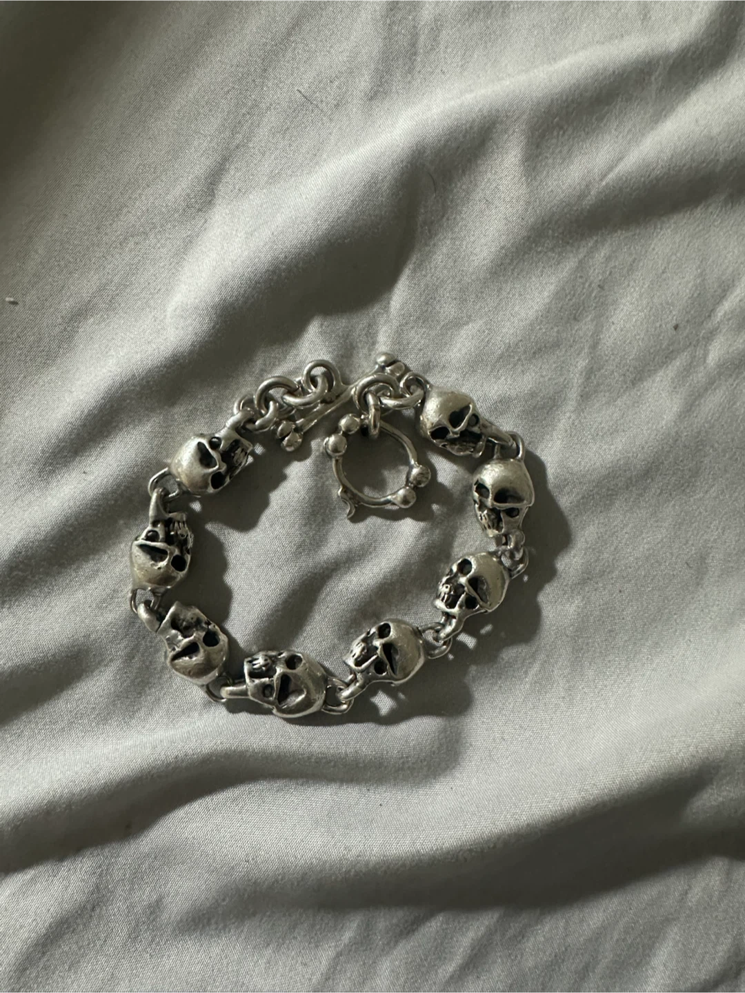 Silver Tone Skull Bracelet