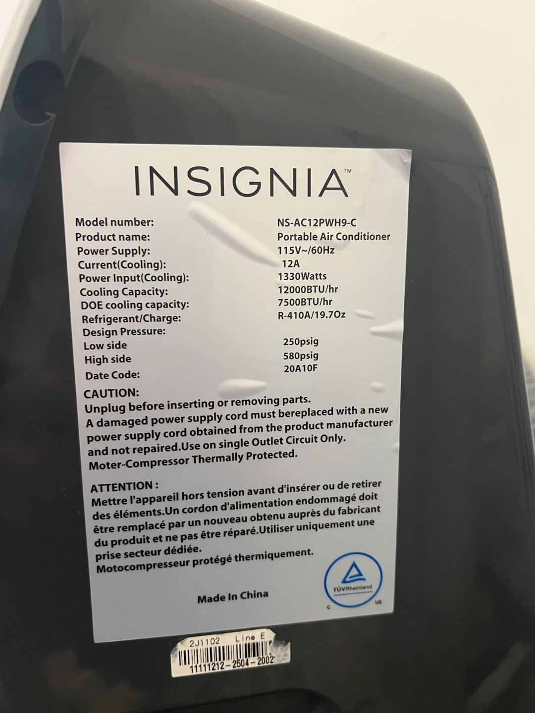 Insignia Portable Air Conditioner - photo 2