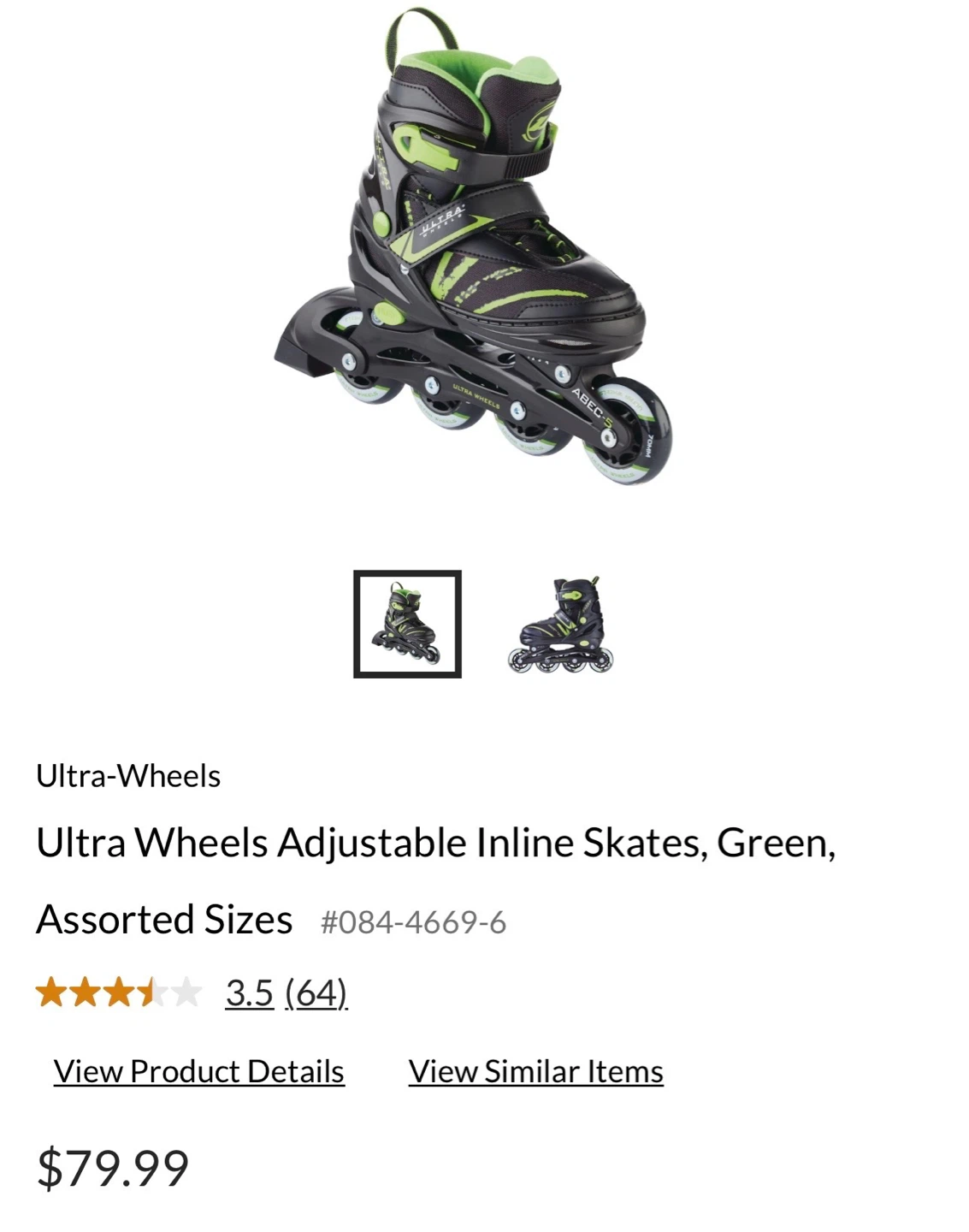 Ultra Wheels Adjustable Inline Skates - Green - photo 3
