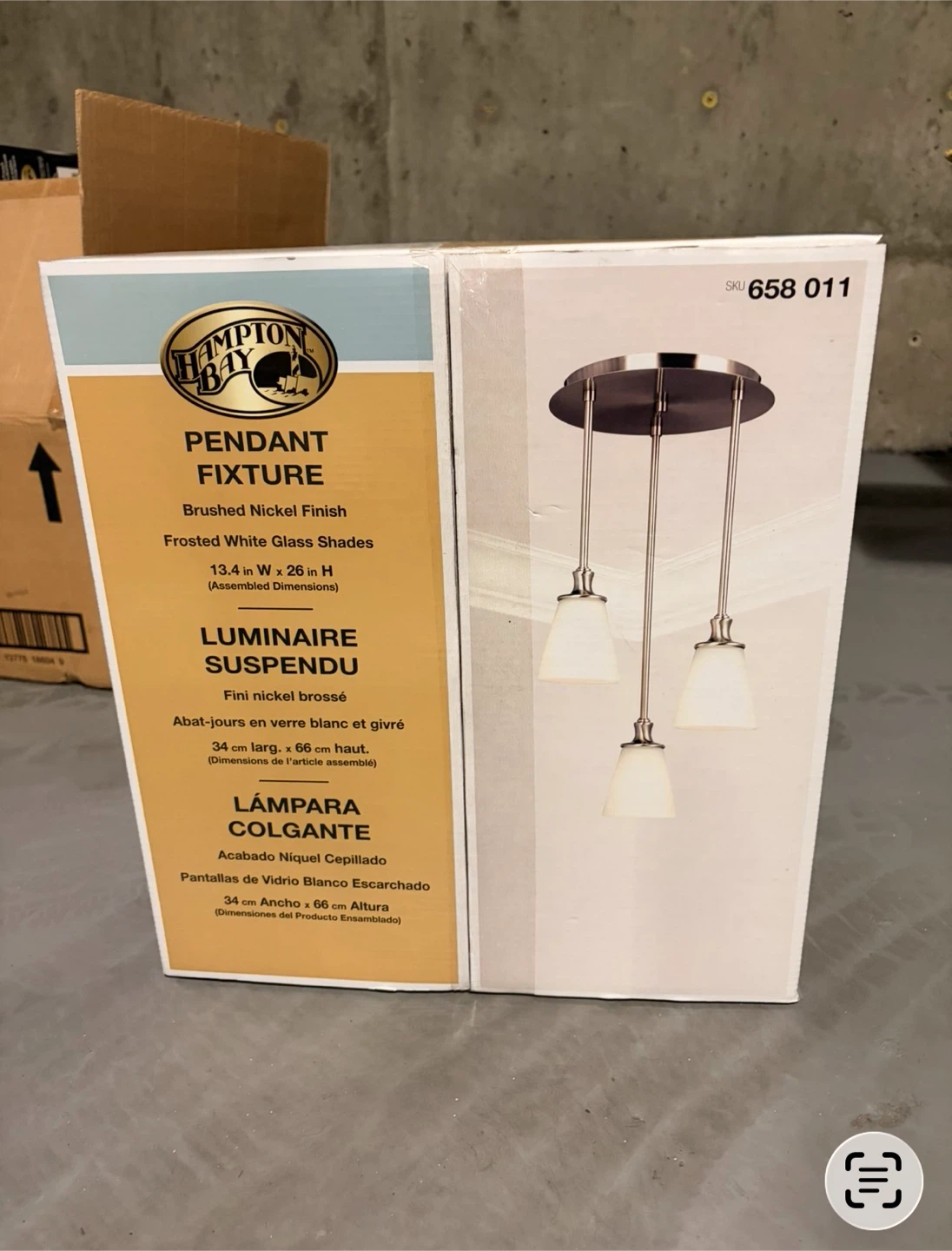 Hampton Bay Pendant Light Fixture - Brushed Nickel