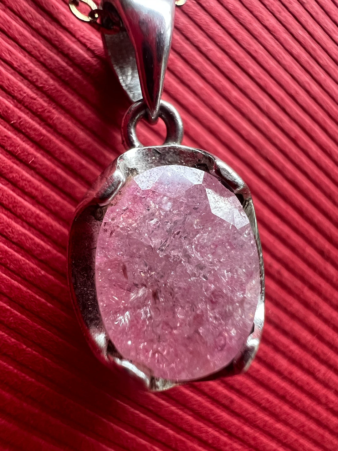 Sterling Silver Pink quartz Pendant Necklace