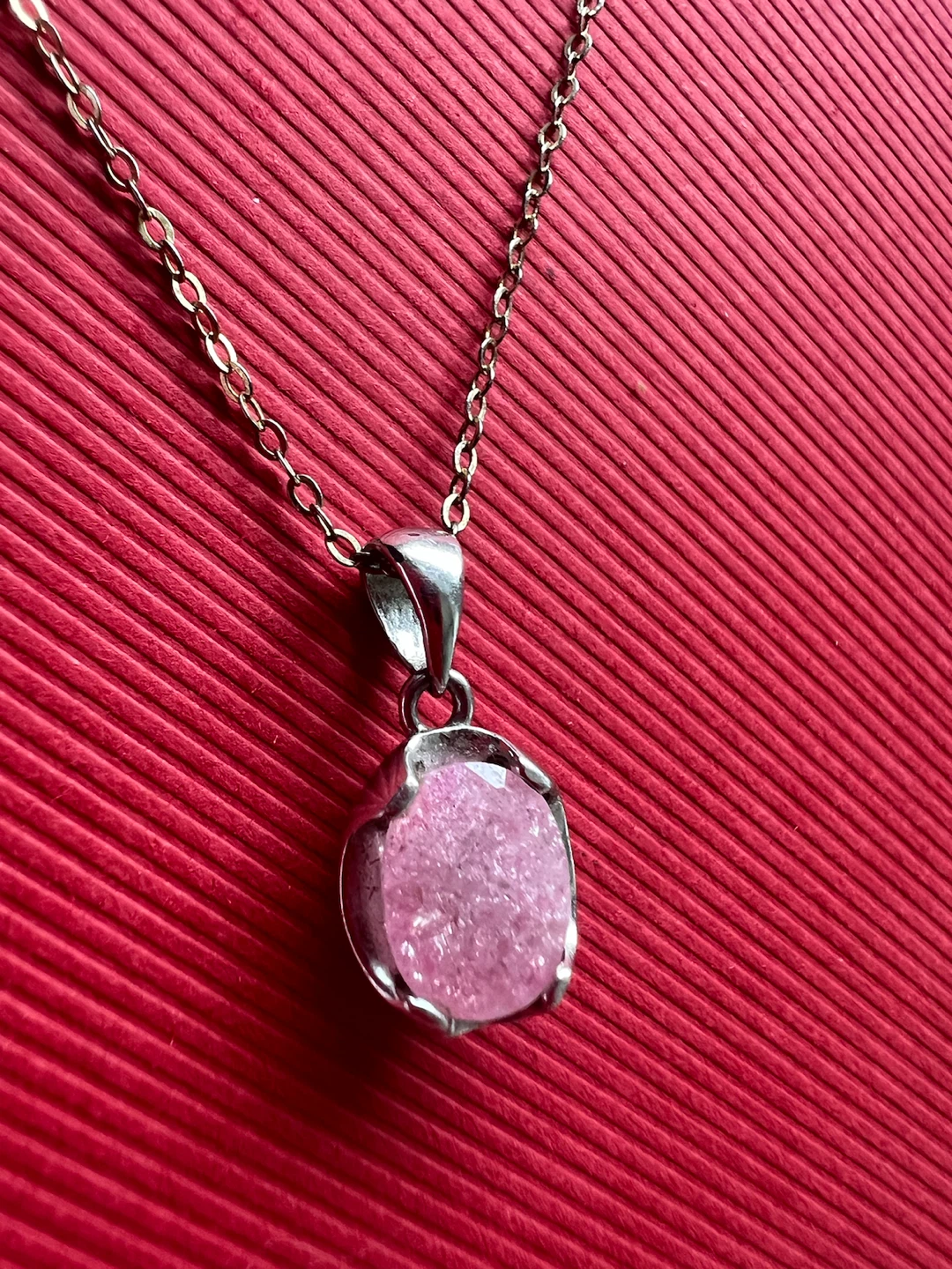 Sterling Silver Pink quartz Pendant Necklace - photo 2