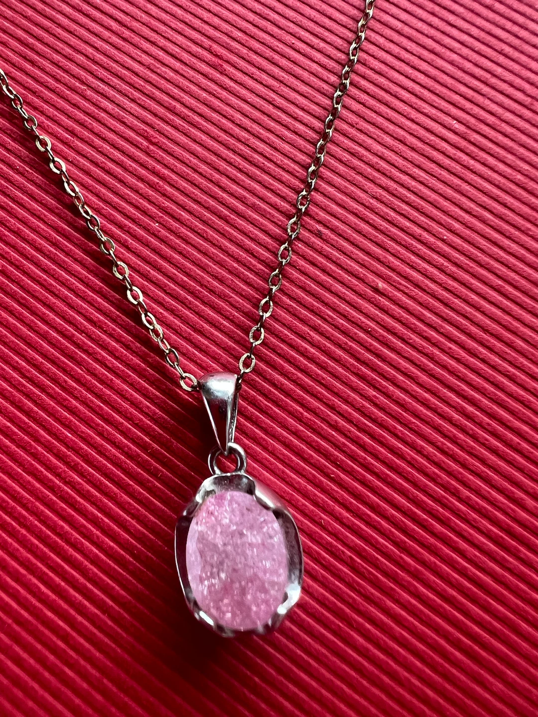 Sterling Silver Pink quartz Pendant Necklace - photo 3