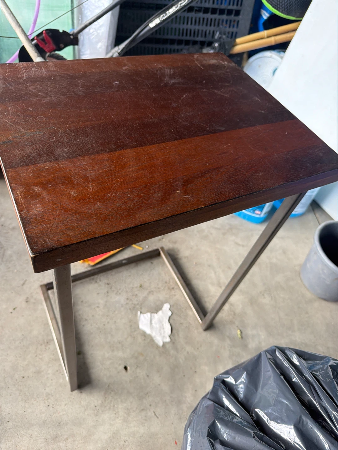 Wooden Top Side Table with Metal Frame
