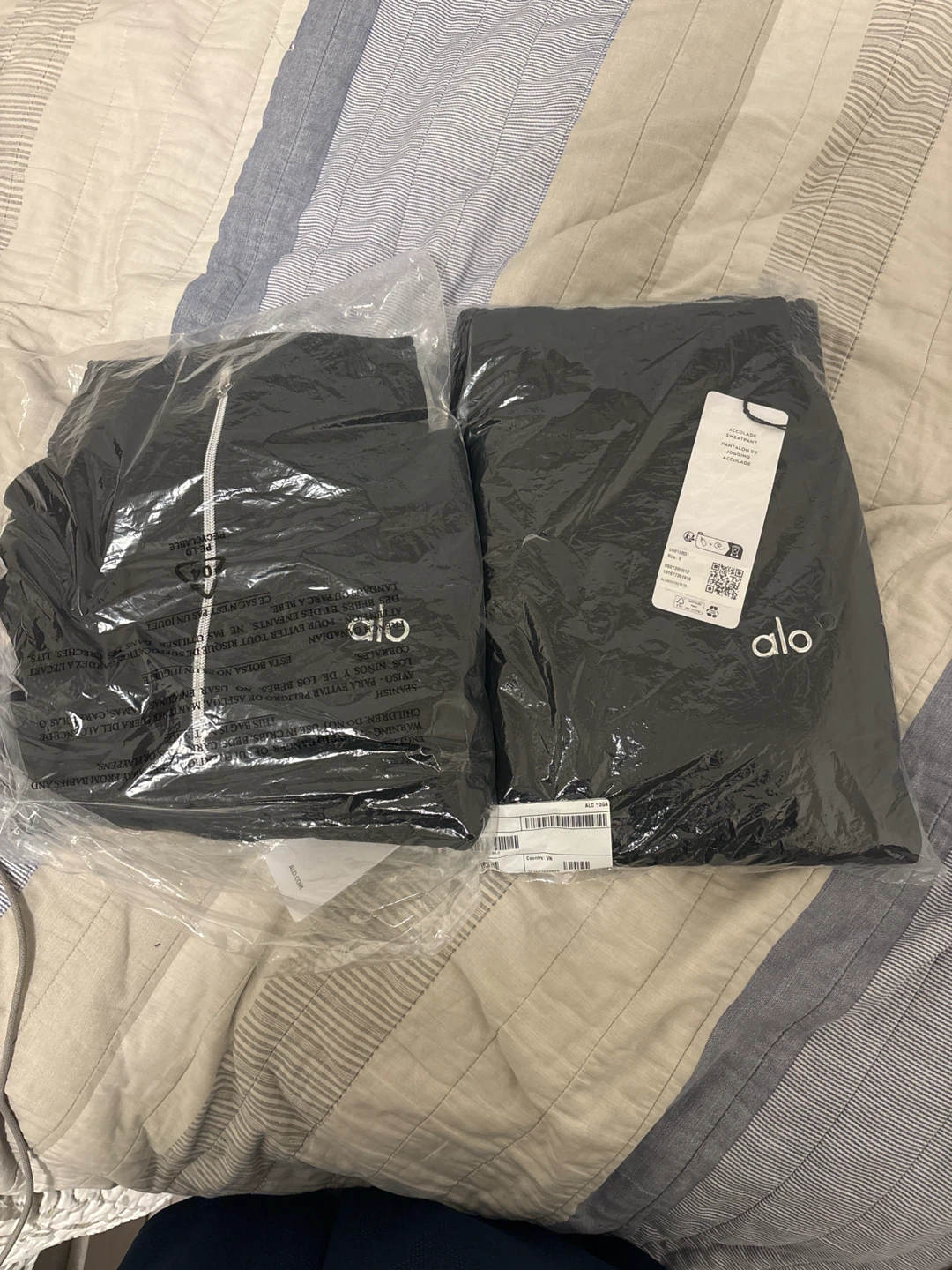 Alo Yoga Black Track Jacket and Pants Set