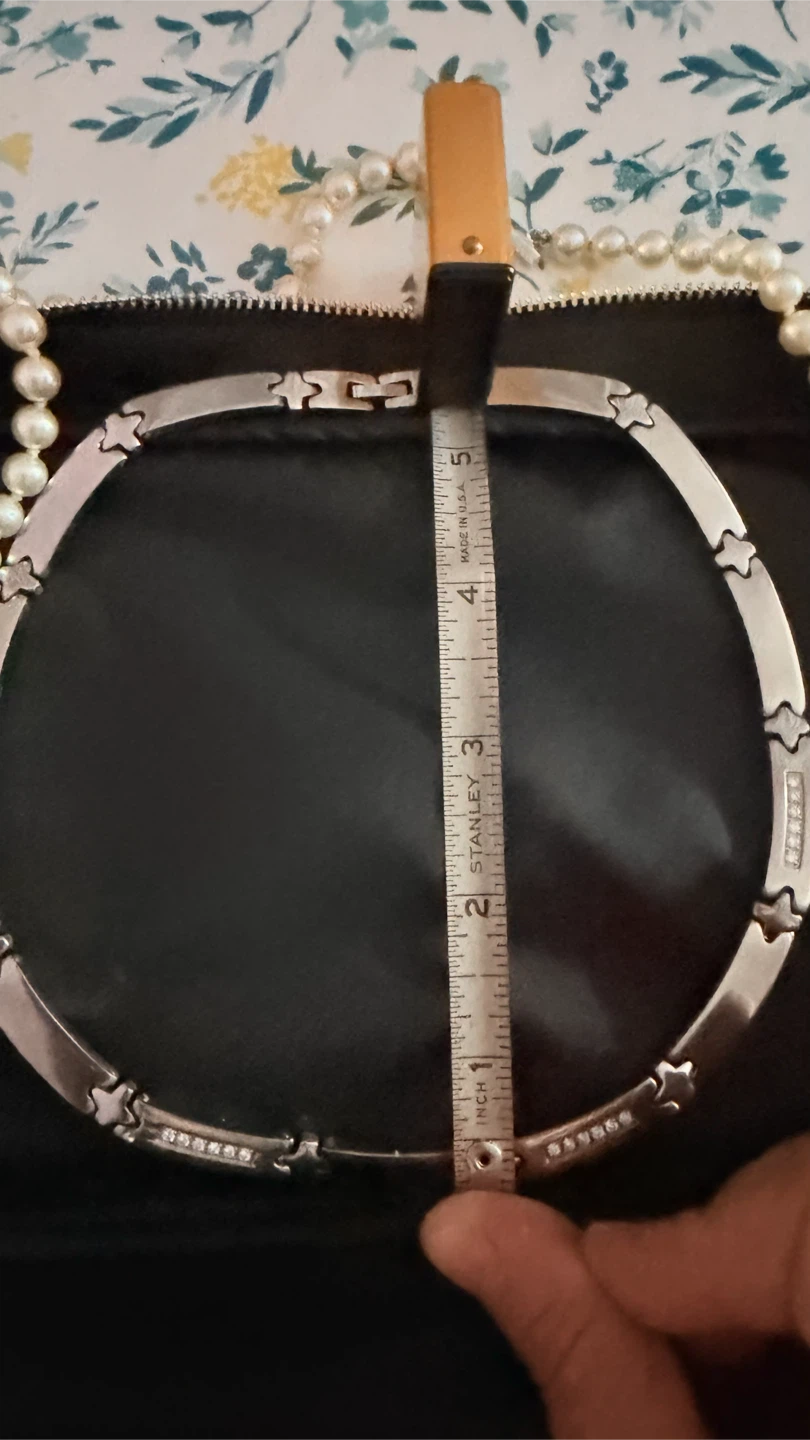 Stainless Steel Choker Necklace with Rhinestones - photo 4
