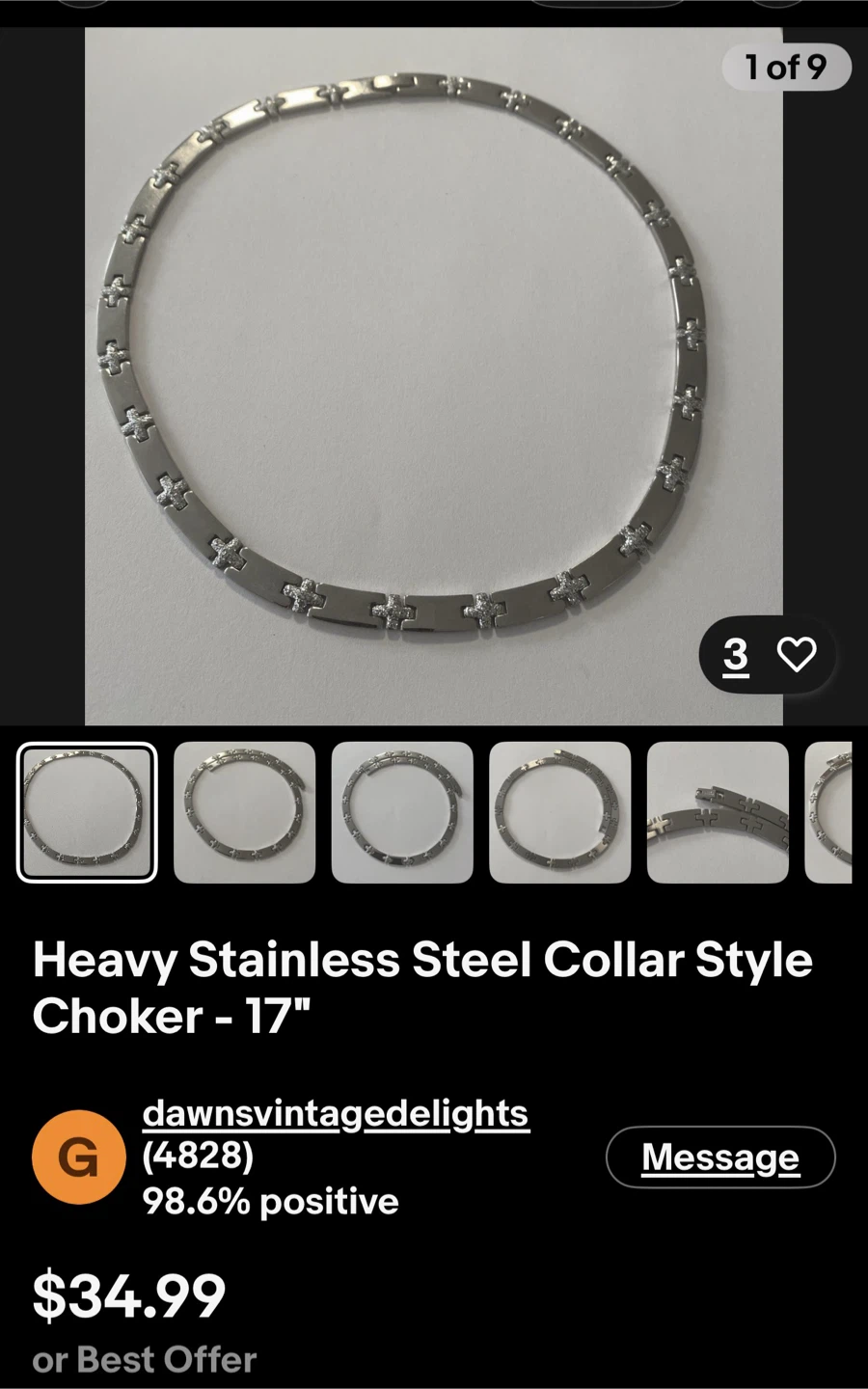 Stainless Steel Choker Necklace with Rhinestones - photo 5