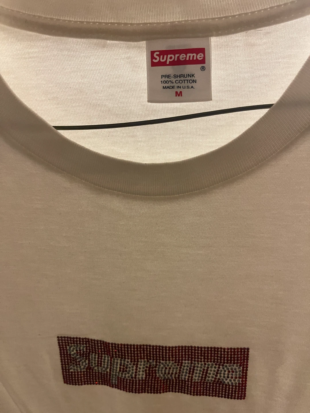 Supreme Swarovski Box Logo Tee - White - Size M - photo 2